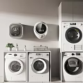 Different Washing Machine Models Including Wall Mounted and Floor Standing Units in Modern Laundry Area 3d model