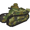 Detailed Military Tank Model Featuring Camouflage Coating Turret And Tracked Wheels Design