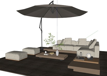 Landscape Outdoor Seat Parasol 3d model