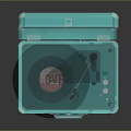 Turquoise Portable Vinyl Player with Headphone Icons and LOOP Logo Speaker