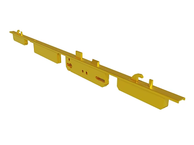 Golden Metal Component With Mounting Holes And Structural Sections For Assembly 3d model