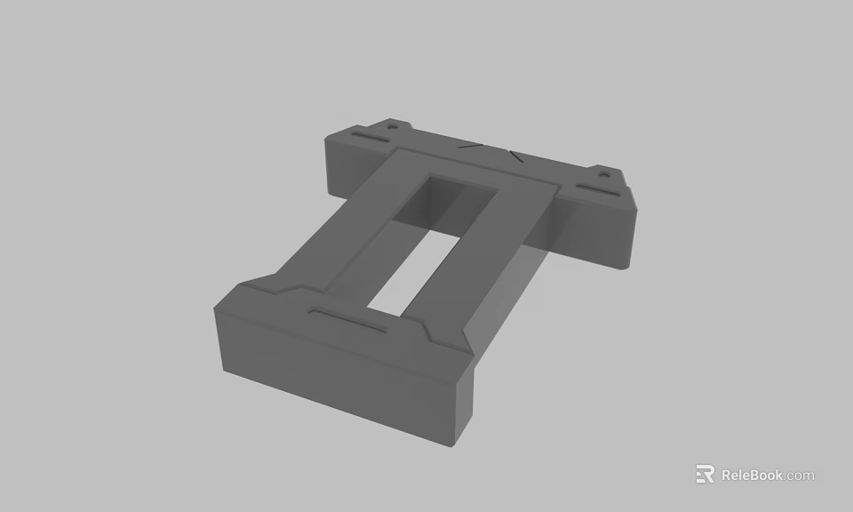 Gray Modern Stool 3D Model With Geometric Support Structure Design 3d model 