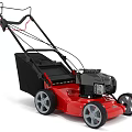Red Lawn Mower Agricultural Equipment With Black Bag Engine And Wheels For Grass Cutting