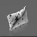Black Star Pattern Throw Pillow on White Background for Home Decor 3d model