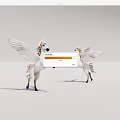 Two White Winged Unicorn Figurines in Standing Pose on Light Background