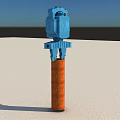 Blue Industrial Equipment With Orange Cylindrical Base And Mechanical Structure 3d model