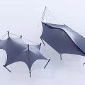 Modern Tensile Membrane Structures With Steel Cable Supports And Gray Fabric Canopy