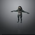 Green Monster Creature With Open Mouth Sharp Teeth Standing Arms Outstretched