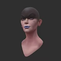 Game Movie Character 3D Model With Bald Head Blue Lips And Facial Scars