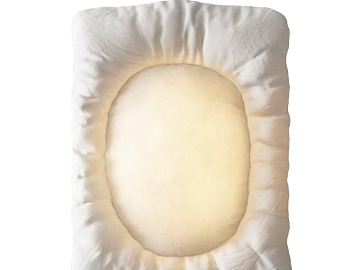Modern Minimalist White Fabric Chandelier with Pleated Edges and Round Glowing Center 3d model