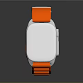 Modern Watch With Orange Strap Square Dial And Metal Case Design 3d model