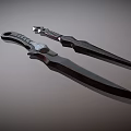 Fantasy Daggers With Sharp Blades Unique Handles And Metal Reflective Surface