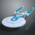 Futuristic Sci Fi Spaceship With Disc Shaped Hull And Blue Engine Nacelles 3d model