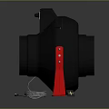Sleek Modern Lighting Combination With Black Body Red Stand And Blade Design