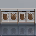 Elegant Swing Door With Metal Frame And Leaf Decoration Design 3d model