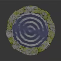 Decorative Circular Light Fixture With Blue Spiral Glowing Center And Colorful Speckled Edges