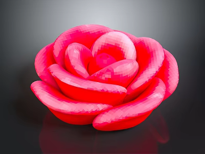 Vibrant 3D Red Rose with Detailed Layered Petals on Dark Background 3d model