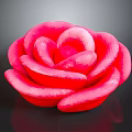Vibrant 3D Red Rose with Detailed Layered Petals on Dark Background