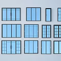 Various Sliding Door Designs With Different Glass Panels And Frame Styles 3d model