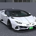 White Super Sports Car with Black Roof and Rear Spoiler Aerodynamic Design