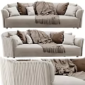 Modern Cozy Light Colored Sectional Sofa With Multiple Pillows And Fringe Blanket 3d model