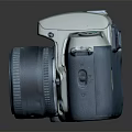 Retro Digital Camera with Large Lens and Blue White Design in Digital Products