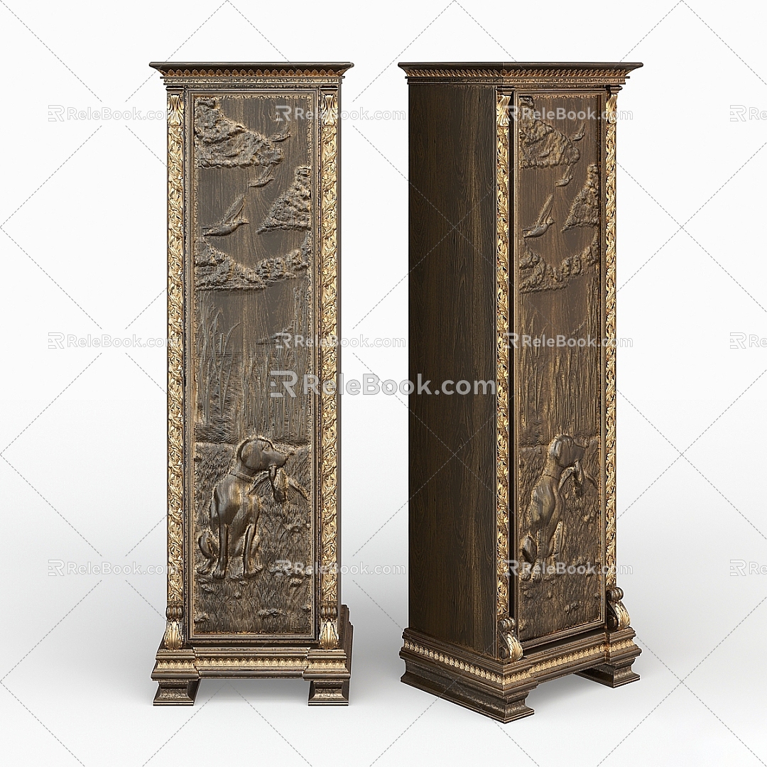 Vintage Decorative Cabinet Antique Cabinet Ornaments 3d model