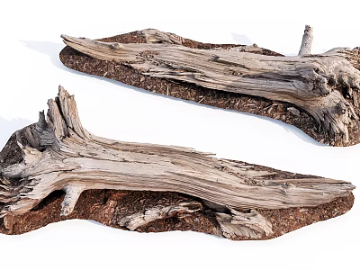 Rustic Natural Stone And Wood Driftwood Decorative Pieces With Textured Surfaces 3d model