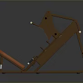 Brown Home Fitness Equipment With Orange Padded Seat And Metal Bars