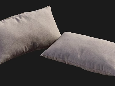 Soft Light Gray Textured Linen Rectangular Pillows for Home Decor 3d model