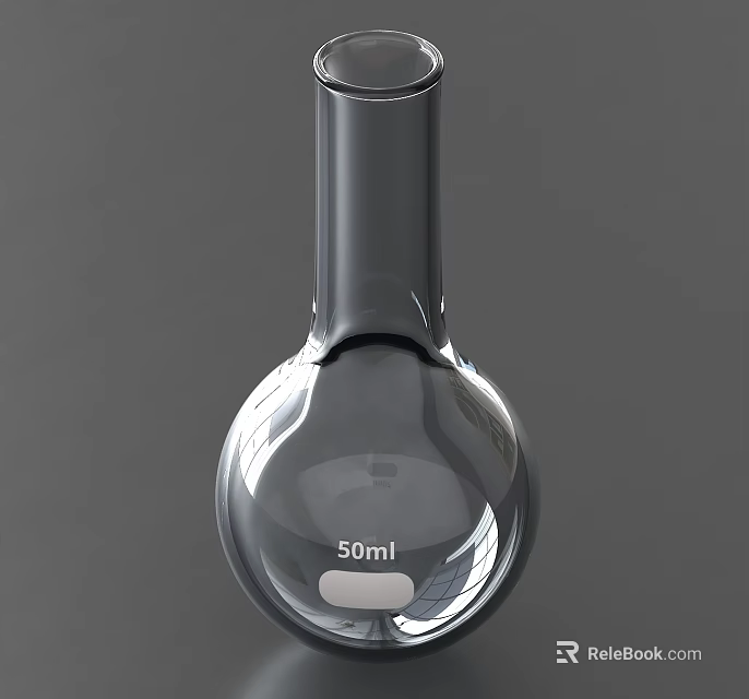 Laboratory Glass Flask With 50ml Capacity And Transparent Clear Design 3d model 