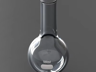 Laboratory Glass Flask With 50ml Capacity And Transparent Clear Design 3d model