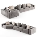 Modern Grey Sectional Sofa With Plush Pillows And Comfortable Seating 3d model