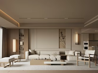 New Chinese Style Song Style Living Room 3d model
