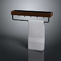 Wall Mounted Towel Rack With Brown Shelf And White Hanging Towel