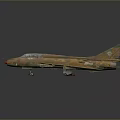 Vintage Camouflage Fighter Jet Model With Red Nose And Detailed Weathered Design