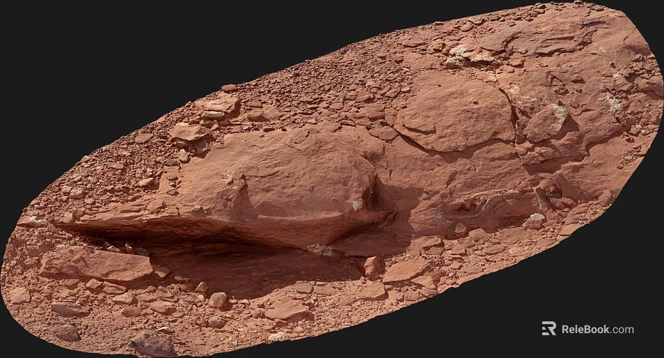 Natural Red Rock Garden Landscape With Rough Surface And Stone Structures 3d model