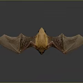 Realistic Bat with Outstretched Brown Wings Detailed Model on Dark Background 3d model