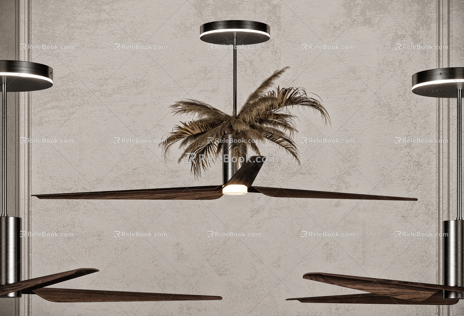 Fan lamp feather lamp 3d model