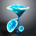 Vibrant Glossy Blue Decorative Plant With Funnel Shaped Top And Leaf Like Structures