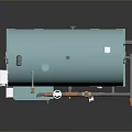 Teal Colored Industrial Processing Equipment With Cylindrical Tank Pipes Valves And Gauges