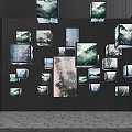 Hanging Square Decorative Lamps With Artistic Landscape Designs On Dark Background