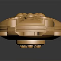 Shiny Golden Circular Decorative Object With Spherical Details And Reflective Base