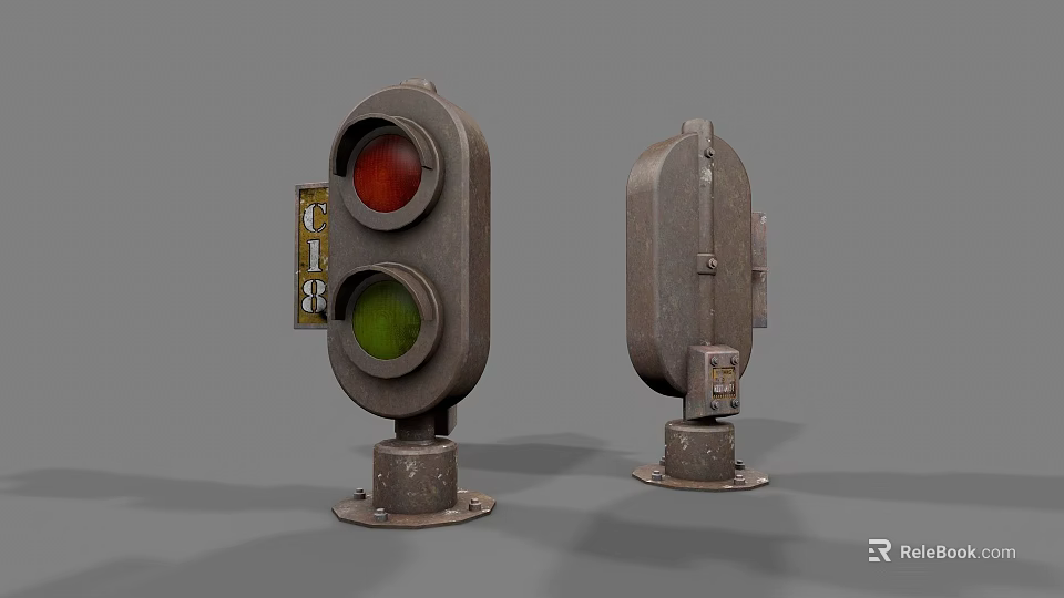 Unique Industrial Furniture With Vintage Traffic Light Inspired Design Elements 3d model 