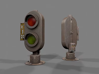 Unique Industrial Furniture With Vintage Traffic Light Inspired Design Elements 3d model