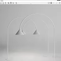 Modern Minimalist Floor Lamp With Arched Metal Stand And Double Cone Shades