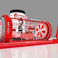 Red Coca Cola Exhibition Booth With LOVE CAN Circular Decorations And Checkered Elements 3d model