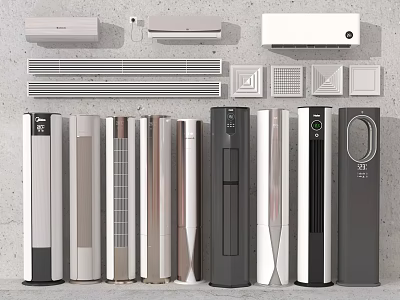 Modern Air Conditioners and Fans with Various Styles and Designs on 3d model