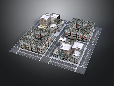 Urban Architectural Building Model With Street Layout And Multiple Structures 3d model