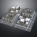 Urban Architectural Building Model With Street Layout And Multiple Structures